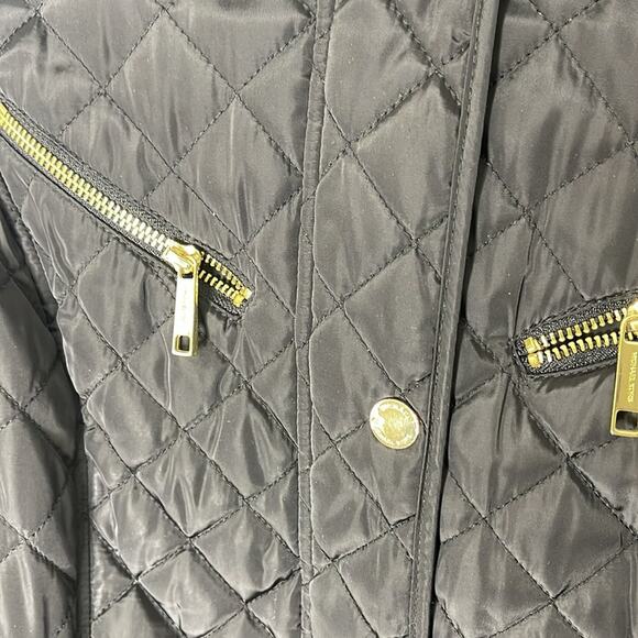 MICHAEL KORS Black Quilted Polyester Belted Hooded Winter Coat Size Small - Picture 2 of 9
